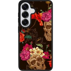 Coque Samsung Galaxy S26 - Silicone rigide noir Skulls and flowers