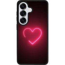 Coque Samsung Galaxy S26 - Silicone rigide noir Valentine 2023 single neon heart
