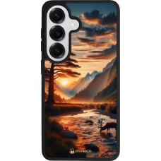 Samsung Galaxy S26 Case Hülle - Silikon schwarz Tal Sonnenuntergang Hirsch Baum