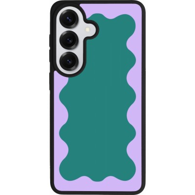 Coque Samsung Galaxy S26 - Silicone rigide noir Wavy Rectangle Green Purple
