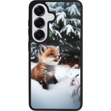 Coque Samsung Galaxy S26 - Silicone rigide noir Noël 2023 Renardeau sapin
