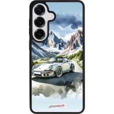 Coque Samsung Galaxy S26+ - Silicone rigide noir Porsche 911 Mountain Watercolor