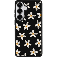 Coque Samsung Galaxy S26+ - Silicone rigide noir Easter 2024 white on black flower