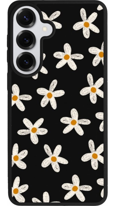 Coque Samsung Galaxy S26+ - Silicone rigide noir Easter 2024 white on black flower