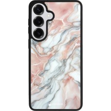 Coque Samsung Galaxy S26+ - Silicone rigide noir Marbre Rose Lumineux