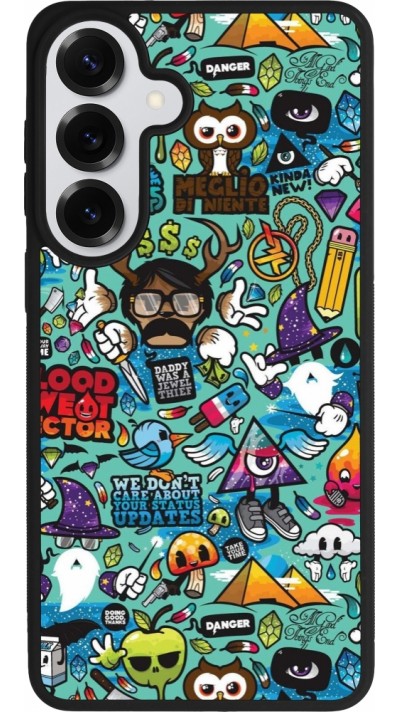 Coque Samsung Galaxy S26+ - Silicone rigide noir Mixed Cartoons Turquoise