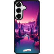 Coque Samsung Galaxy S26+ - Silicone rigide noir Paysage Violet-Rose
