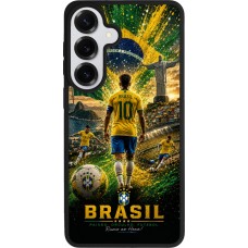 Coque Samsung Galaxy S26+ - Silicone rigide noir Football Brésil splash 2026