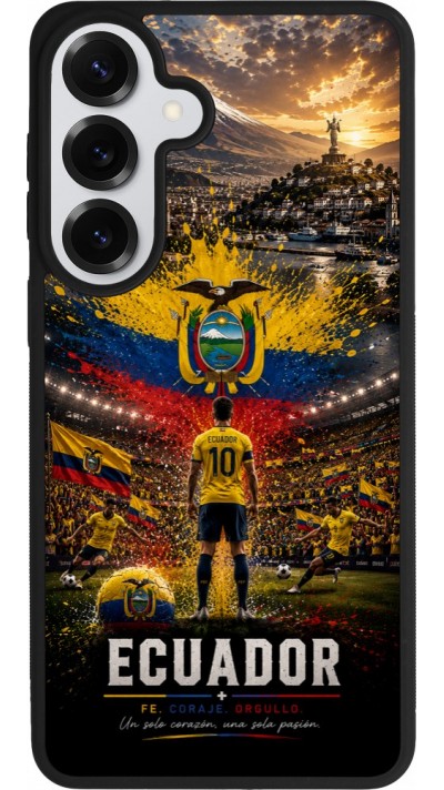 Coque Samsung Galaxy S26+ - Silicone rigide noir Football Équateur splash 2026