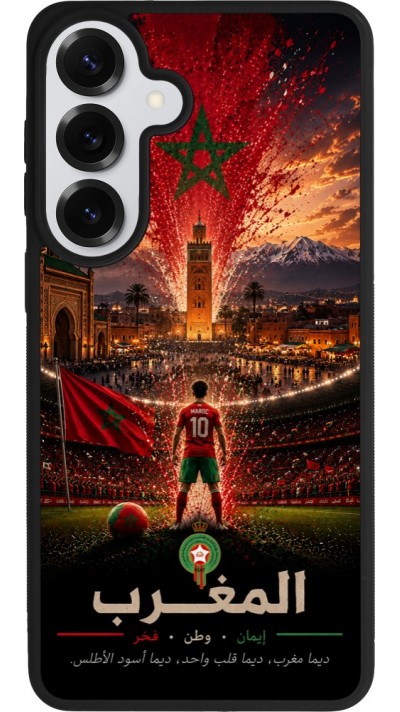 Coque Samsung Galaxy S26+ - Silicone rigide noir Football Maroc splash 2026
