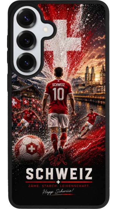 Coque Samsung Galaxy S26+ - Silicone rigide noir Football Schweiz splash 2026
