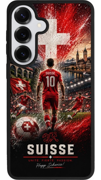 Coque Samsung Galaxy S26+ - Silicone rigide noir Football Suisse splash 2026