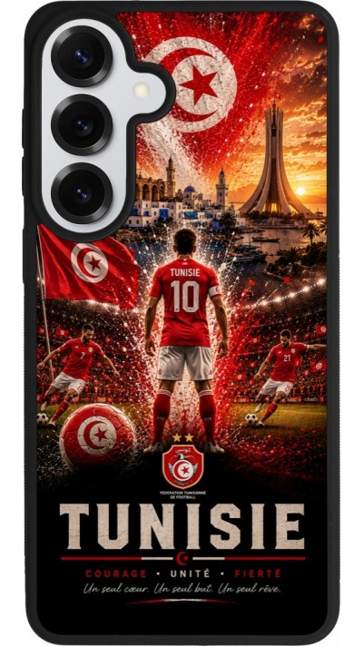 Coque Samsung Galaxy S26+ - Silicone rigide noir Football Tunisie splash 2026