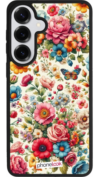 Coque Samsung Galaxy S26+ - Silicone rigide noir Spring 25 printemps fleuri