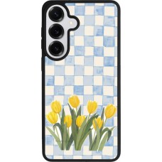 Coque Samsung Galaxy S26+ - Silicone rigide noir Blue vichy tulips 2026