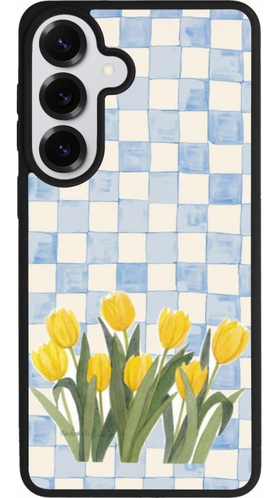 Coque Samsung Galaxy S26+ - Silicone rigide noir Blue vichy tulips 2026