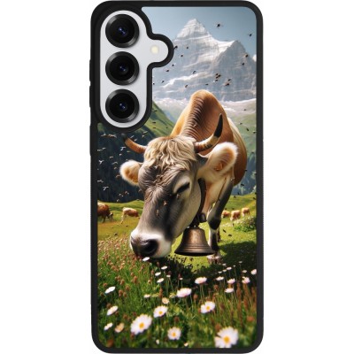 Coque Samsung Galaxy S26+ - Silicone rigide noir Vache montagne Valais