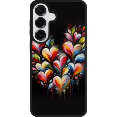 Coque Samsung Galaxy S26+ - Silicone rigide noir Valentine 2024 Coeur Noir Abstrait