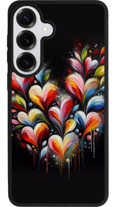Coque Samsung Galaxy S26+ - Silicone rigide noir Valentine 2024 Coeur Noir Abstrait