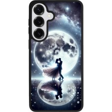 Coque Samsung Galaxy S26+ - Silicone rigide noir Valentine 2024 Love under the moon