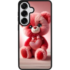 Coque Samsung Galaxy S26+ - Silicone rigide noir Valentine 2024 Ourson rose