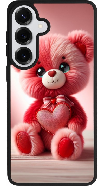 Coque Samsung Galaxy S26+ - Silicone rigide noir Valentine 2024 Ourson rose