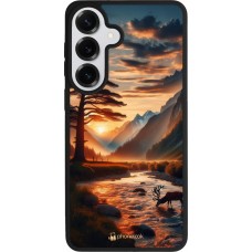 Coque Samsung Galaxy S26+ - Silicone rigide noir Valley Sunset Deer Tree