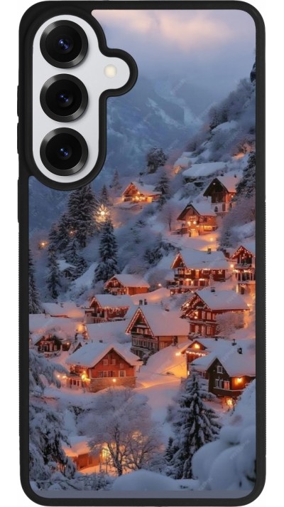 Coque Samsung Galaxy S26+ - Silicone rigide noir Winter 25 Winter snowy village