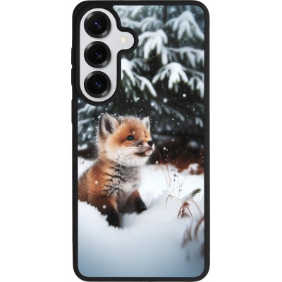 Coque Samsung Galaxy S26+ - Silicone rigide noir Noël 2023 Renardeau sapin
