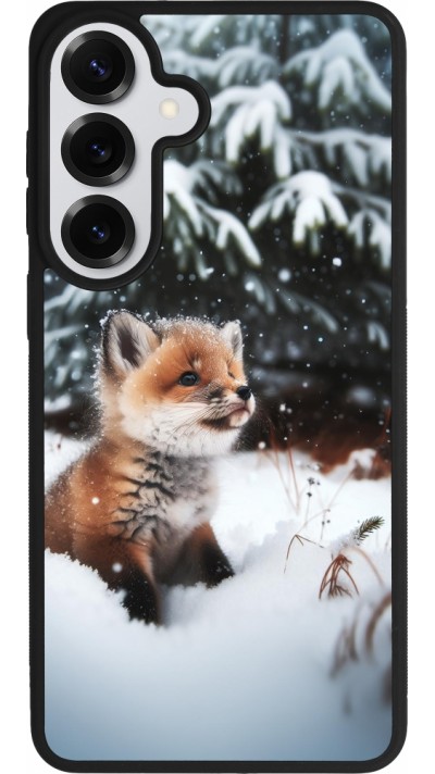 Coque Samsung Galaxy S26+ - Silicone rigide noir Noël 2023 Renardeau sapin