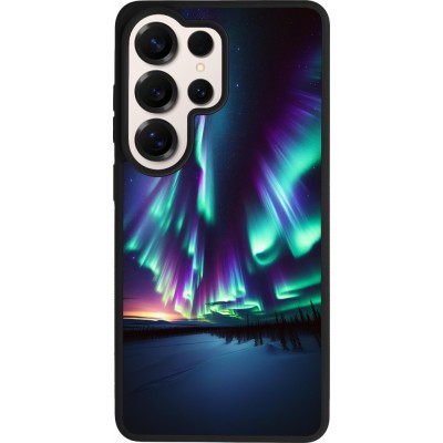 Coque Samsung Galaxy S26 Ultra - Silicone rigide noir Aurore Boréale Étincelante