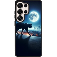 Samsung Galaxy S26 Ultra Case Hülle - Silikon schwarz Schwarze Katze unter dem Vollmond