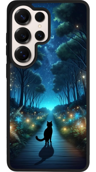 Samsung Galaxy S26 Ultra Case Hülle - Silikon schwarz Schwarze Katze Spaziergang