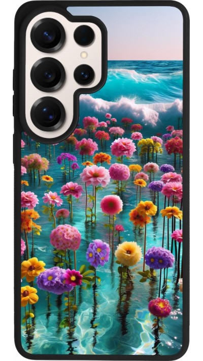 Coque Samsung Galaxy S26 Ultra - Silicone rigide noir Flower sea waves