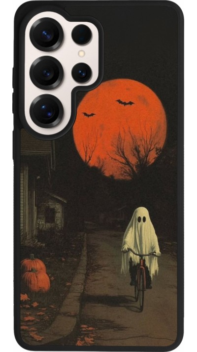 Samsung Galaxy S26 Ultra Case Hülle - Silikon schwarz Halloween 2025 Ghost on a bicycle