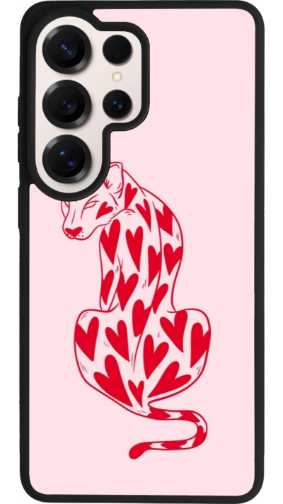 Samsung Galaxy S26 Ultra Case Hülle - Silikon schwarz Leopard with hearts 2026