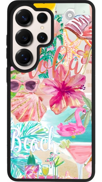 Coque Samsung Galaxy S26 Ultra - Silicone rigide noir Preppy Collage Aloha