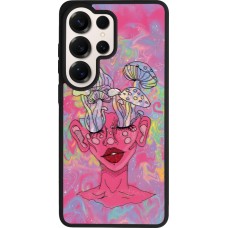 Coque Samsung Galaxy S26 Ultra - Silicone rigide noir Psychedelic pink mushroom