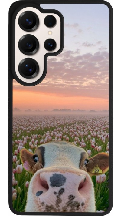 Samsung Galaxy S26 Ultra Case Hülle - Silikon schwarz Cow with tulips 2026