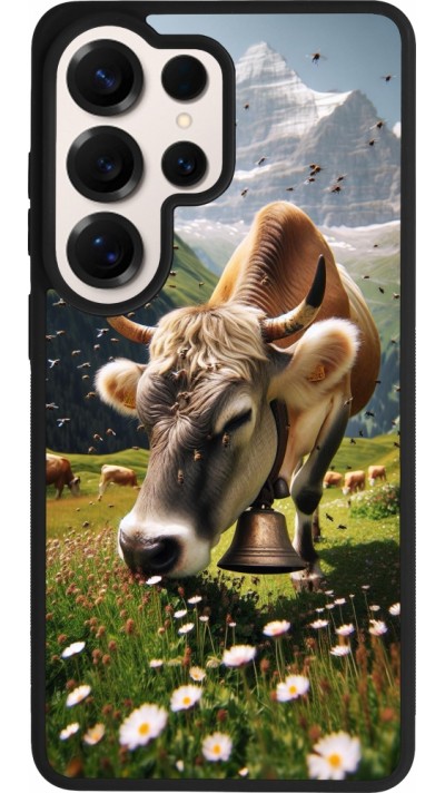 Coque Samsung Galaxy S26 Ultra - Silicone rigide noir Vache montagne Valais