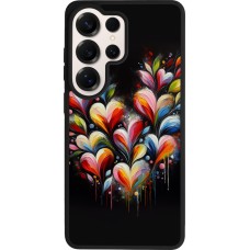 Coque Samsung Galaxy S26 Ultra - Silicone rigide noir Valentine 2024 Coeur Noir Abstrait
