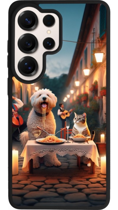 Samsung Galaxy S26 Ultra Case Hülle - Silikon schwarz Valentin 2024 Hund & Katze Kerzenlicht