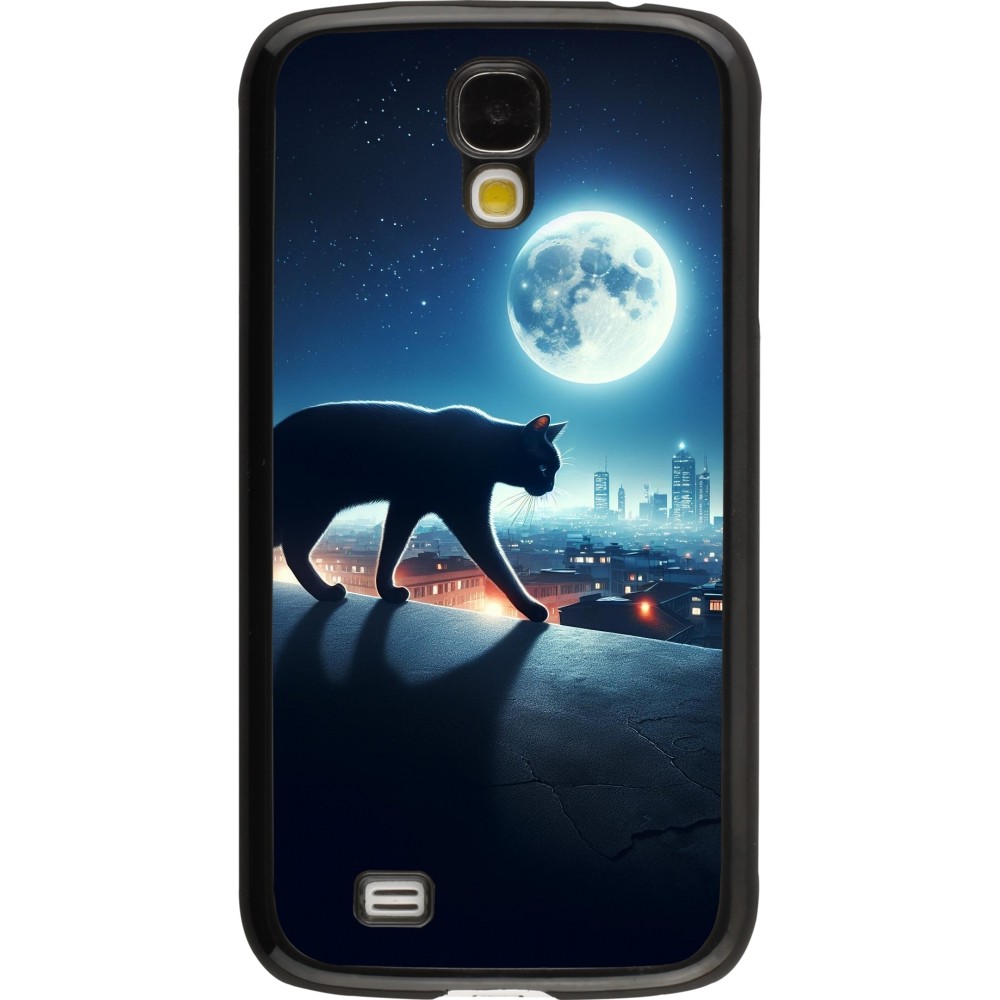 Samsung Galaxy S4 Case Hülle - Schwarze Katze unter dem Vollmond