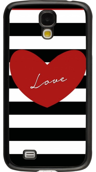 Coque Samsung Galaxy S4 - Valentine 2023 heart black and white lines