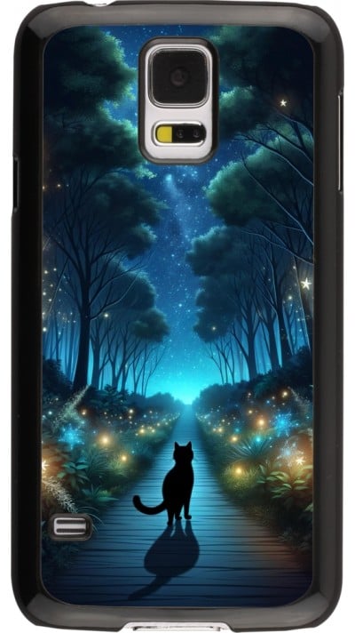 Coque Samsung Galaxy S5 - Chat noir promenade