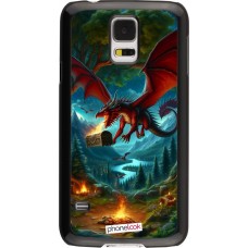 Coque Samsung Galaxy S5 - Dragon Volant Forêt Trésor