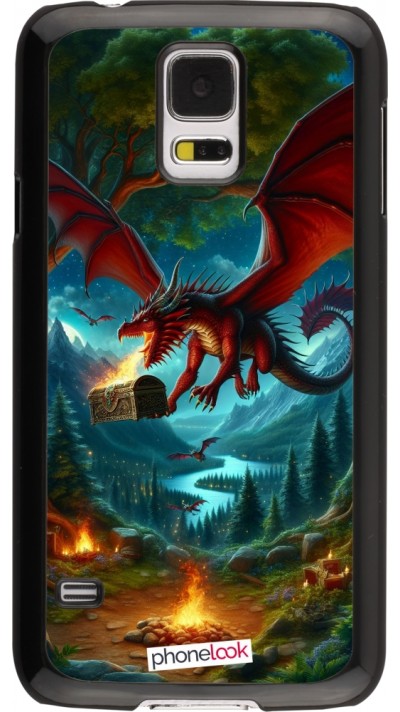 Coque Samsung Galaxy S5 - Dragon Volant Forêt Trésor