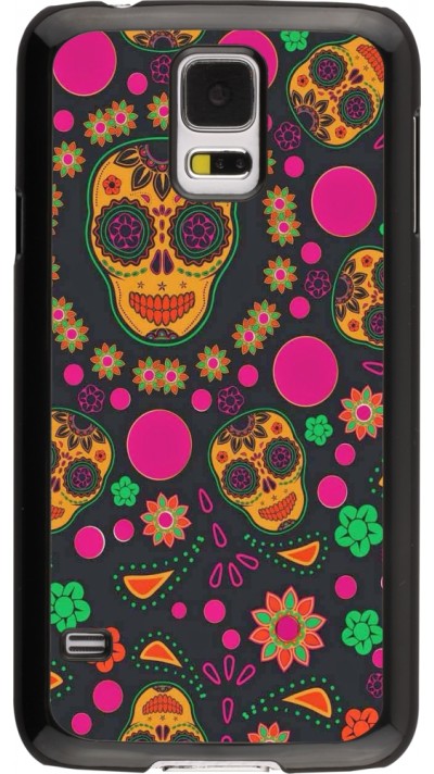 Samsung Galaxy S5 Case Hülle - Halloween 22 colorful mexican skulls