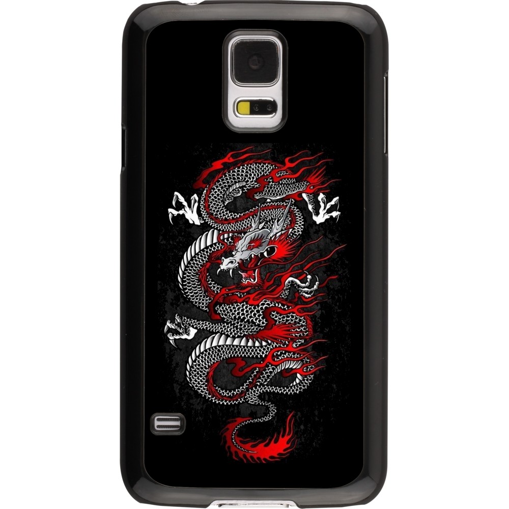 Coque Samsung Galaxy S5 - Japanese style Dragon Tattoo Red Black
