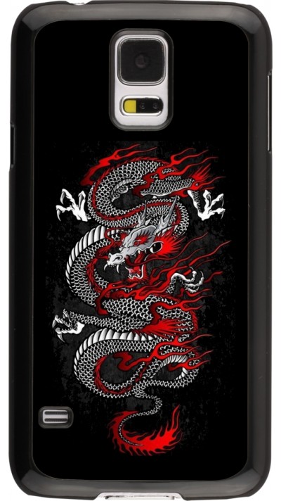 Samsung Galaxy S5 Case Hülle - Japanese style Dragon Tattoo Red Black